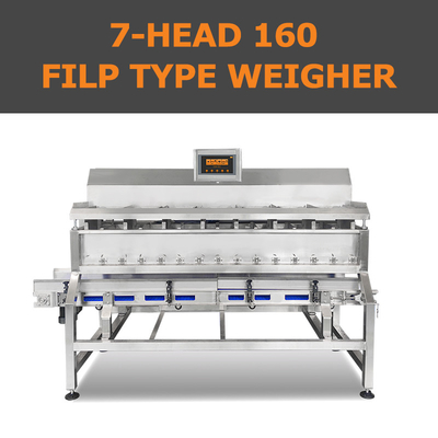 Bahan Lengket Berkecepatan Tinggi Multihead Weigher 7 Head 160 Flip Type Untuk Irisan Daging Sapi Gurita