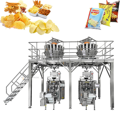 Otomatis Kentang Kripik Snacks Mesin Pengemasan Makanan Dengan 20 Kepala Multihead Weigher