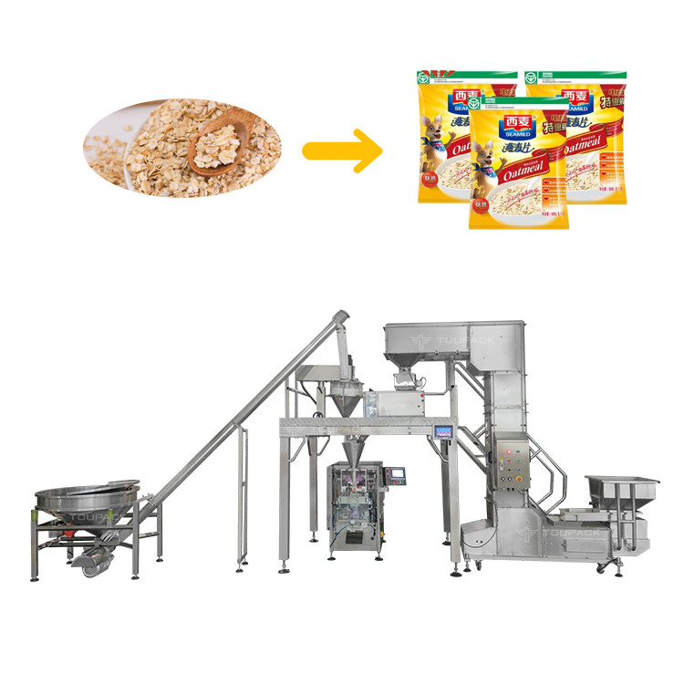 Oatmeal Granules Multihead Weigher Powder Mixing Proportioning Weighing Packaging System dengan Linear Weigher