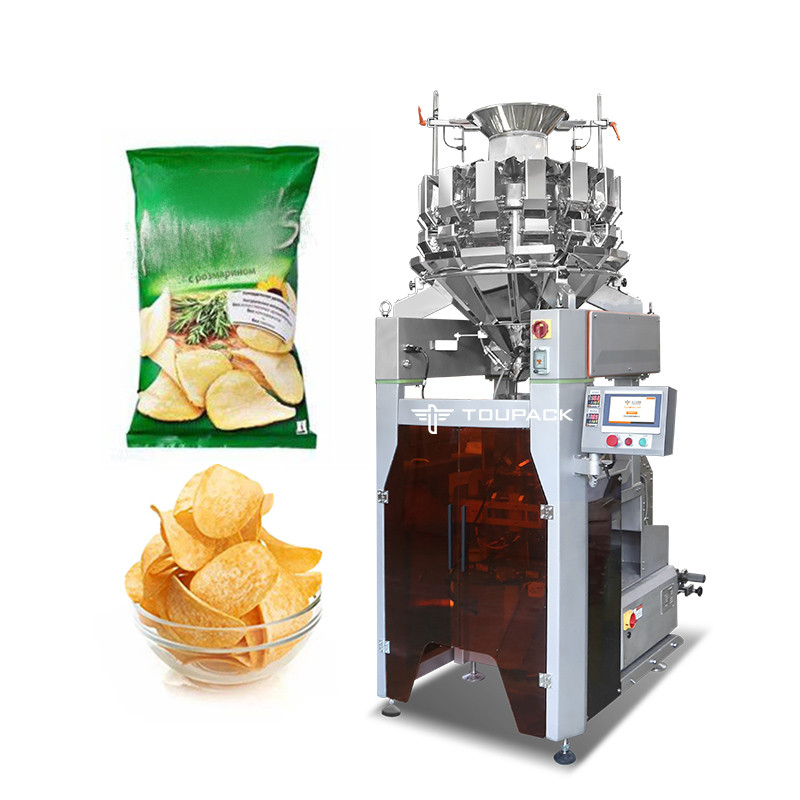 Otomatis Kentang Chips Snacks Mesin Kemasan Vertikal Kecepatan Tinggi 120BPM Mesin Menimbang & Kemasan Cerdas