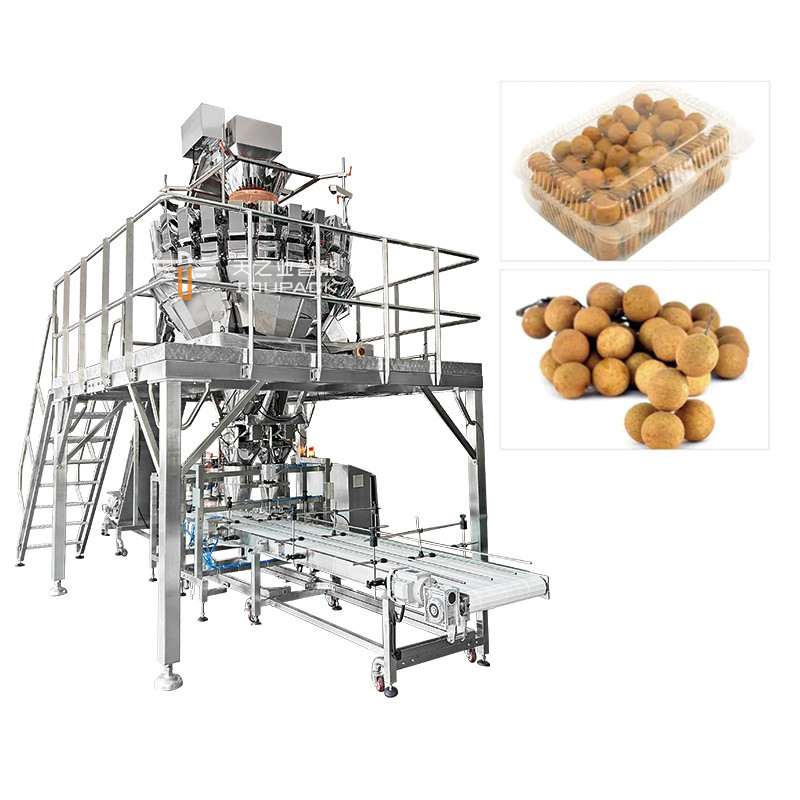 Otomatis Passion Fruit Kumquat Jujube Musim Dingin Mesin Pengemasan Kotak Plastik Blackberry Menimbang Mengisi Packing Line