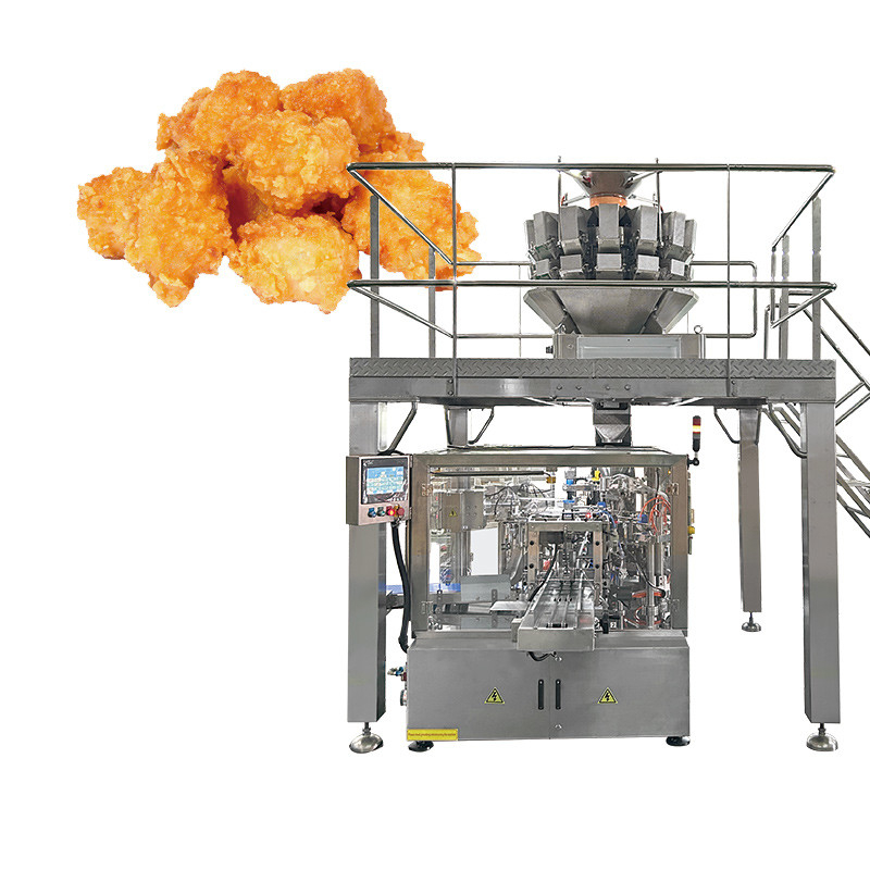 Otomatis Pre-made Fried Chicken Wings Rice Cake Wrapping Machine Dumplings Popcorn Chicken Packing Machine