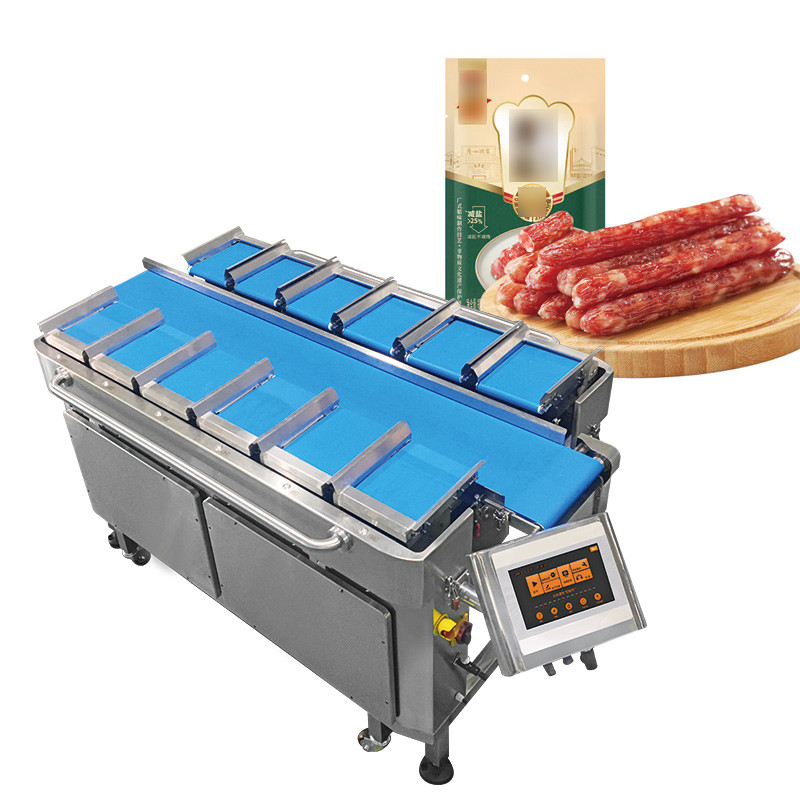 Frankfurt Sosis Multiheads Sabuk Feeder Kombinasi Weigher Panggang Hot Dog Sosis Sabuk Weigher Mesin Pengemasan