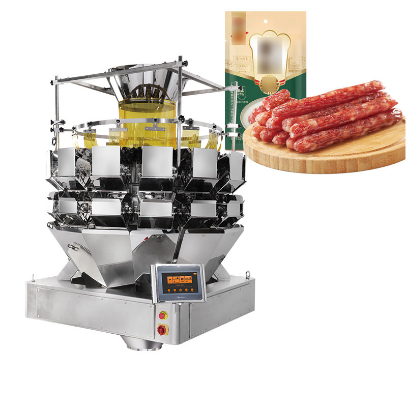 Frankfurt Sosis Multiheads Sabuk Feeder Kombinasi Weigher Panggang Hot Dog Sosis Sabuk Weigher Mesin Pengemasan