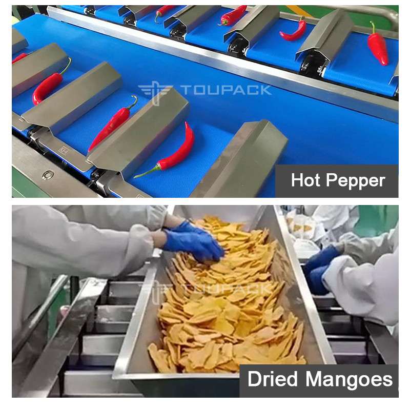 Frankfurt Sosis Multiheads Sabuk Feeder Kombinasi Weigher Panggang Hot Dog Sosis Sabuk Weigher Mesin Pengemasan