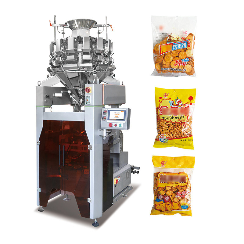 Otomatis Multi Head Weigher Snack Food Vffs Nitrogen Packing Machine Dengan Detektor Logam
