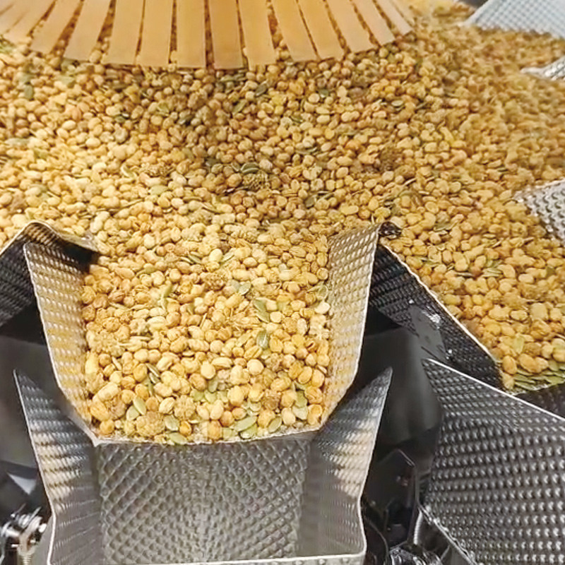 Otomatis Kacang Biji Kacang Candy Walnut Buah kering Makanan Snack Multi Head Weigher Mesin Pengemasan Makanan Dengan nitrogen