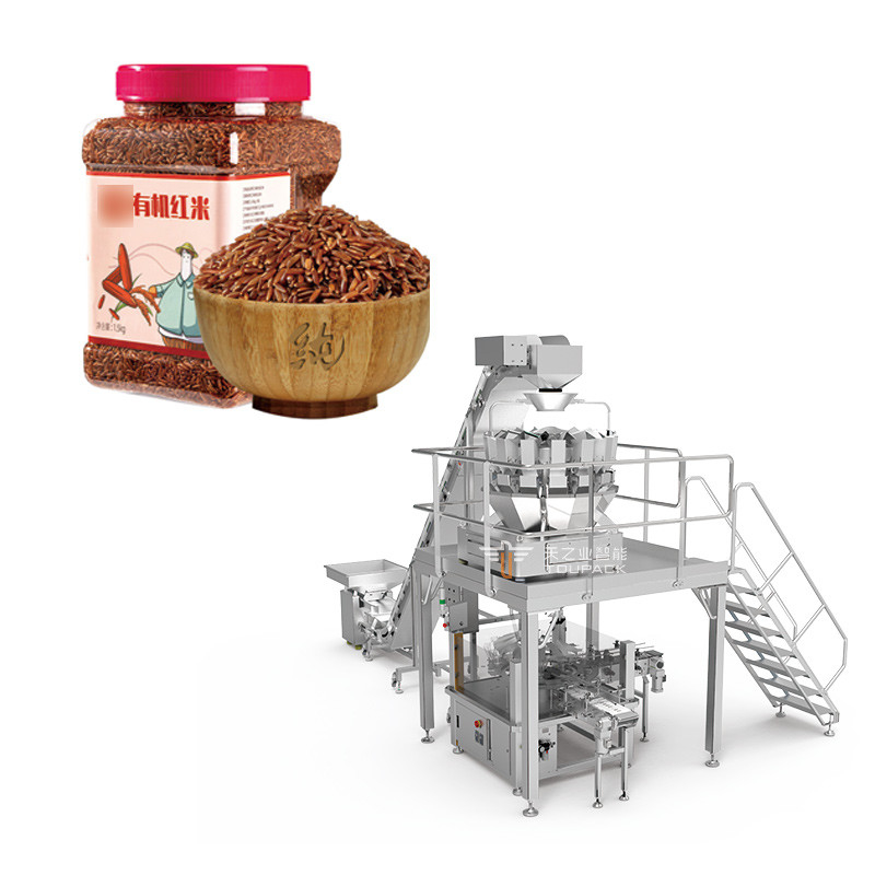 Grain Linear Weigher Oat Weighing and Packing Machine 240g 500g Kacang Kaleng Mesin Pengemasan