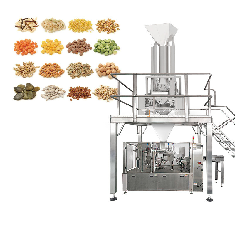 Grain Linear Weigher Oat Weighing and Packing Machine 240g 500g Kacang Kaleng Mesin Pengemasan