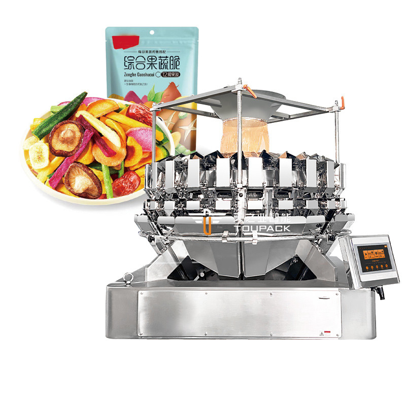 Multihead Weigher Nut Food Buah kering Cokelat Kacang Ayam Permen Biskuit Kentang Kripik Zipper Bag Packing Machine