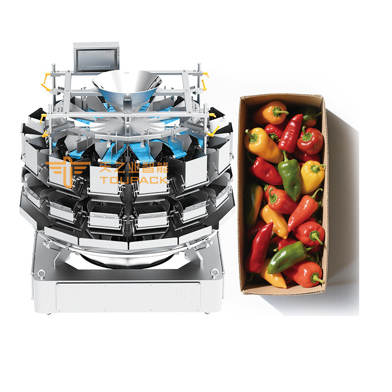 Combiweigh Multihead Weigher 500g 1kg 5kg Multihead Weigher Packing Machine Green Pepper Orange Packaging Machines For Cartons