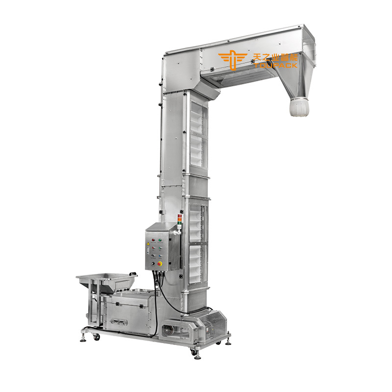 Mesin Conveyor Tipe Mangkuk Lift Tipe Z Baja tahan karat Lift Conveyor Mangkuk miring Untuk daging Makanan beku