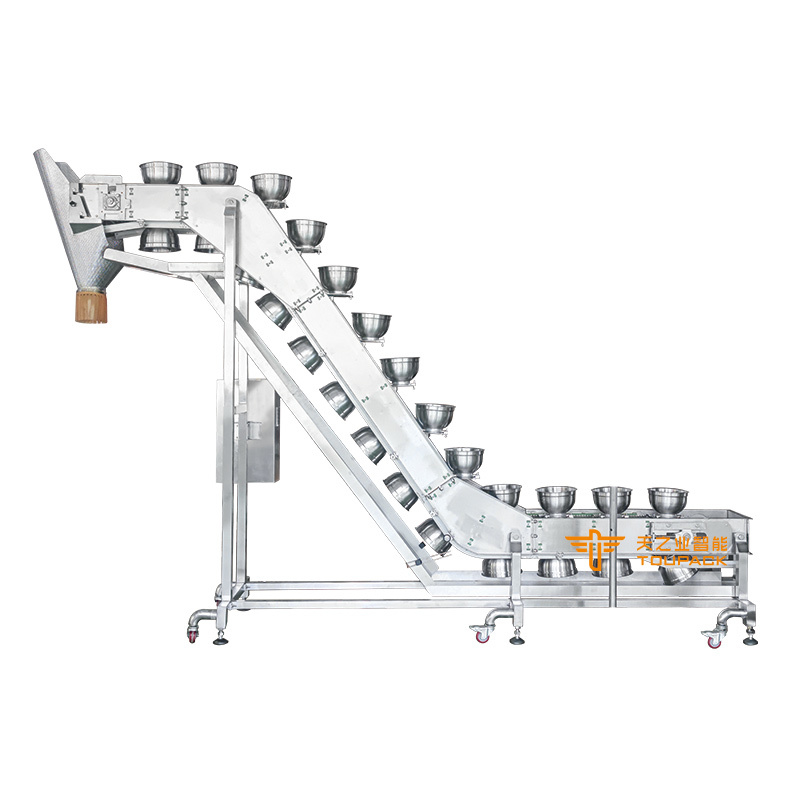 Mesin Conveyor Tipe Mangkuk Lift Tipe Z Baja tahan karat Lift Conveyor Mangkuk miring Untuk daging Makanan beku
