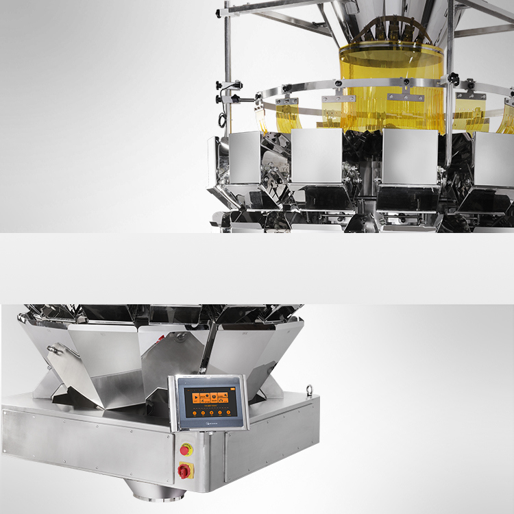 Mesin Pengemasan Salad Kantong Otomatis Berkecepatan Tinggi untuk 14 Kepala Multihead Weigher Mesin Pengemasan Buah Kering