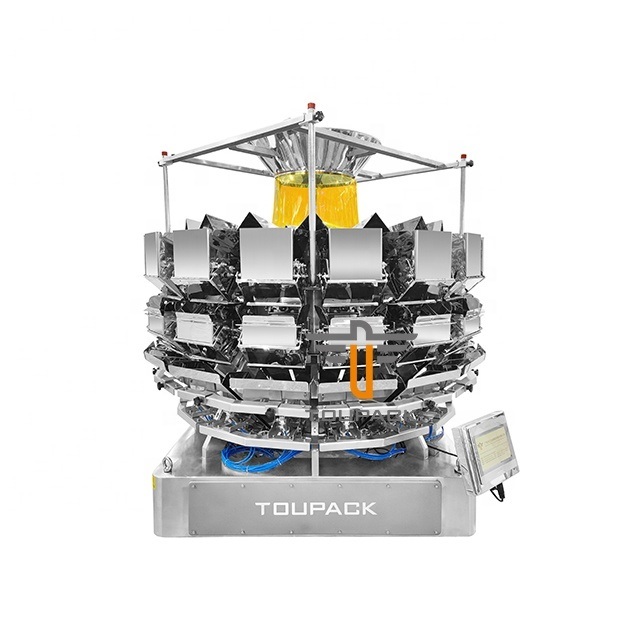 Mesin Pengemasan Salad Kantong Otomatis Berkecepatan Tinggi untuk 14 Kepala Multihead Weigher Mesin Pengemasan Buah Kering