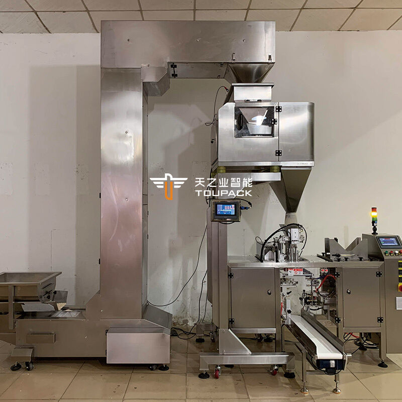 Mesin Pengemas Penimbang Linear Otomatis 4 Kepala 500g 1kg 2kg Food Grade Perekat Pelabelan Kertas Foil Untuk Kacang Pelet Gula