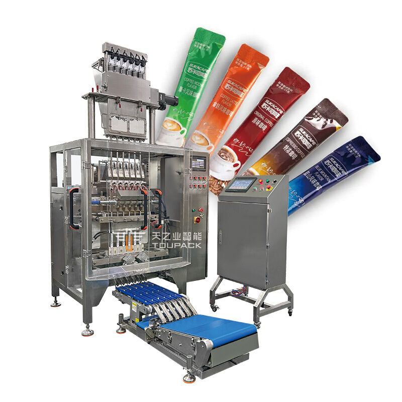 Otomatis Multi Lane Powder Stick Sachet Packing Machine Gula Kopi Stick Packing 3 In 1 Kopi Stick Packing Machine Dengan Multi-lane Checkweigher
