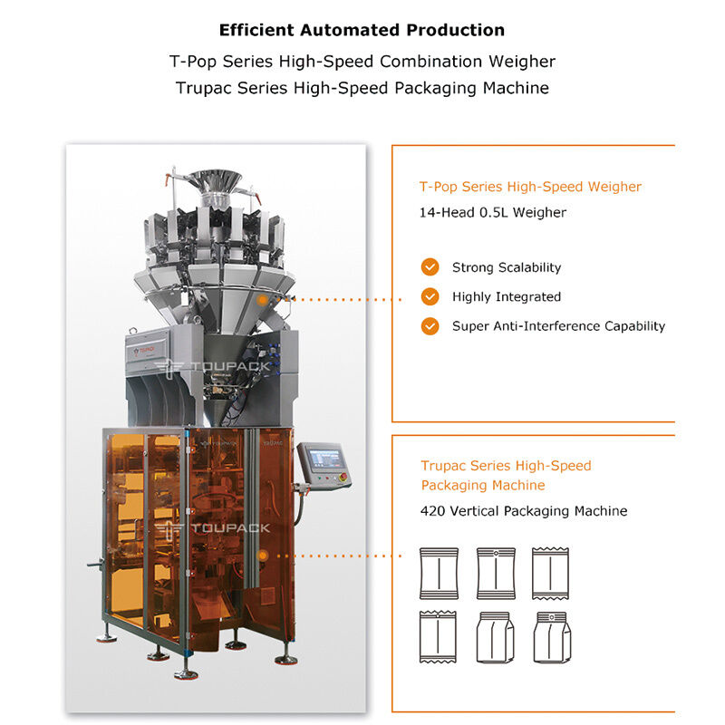 Mesin Penimbang dan Pengepak Otomatis Makanan Ringan untuk Keripik Kacang Permen Granul 5-200g Lini Pengepakan Sensor Digital Berkecepatan Tinggi