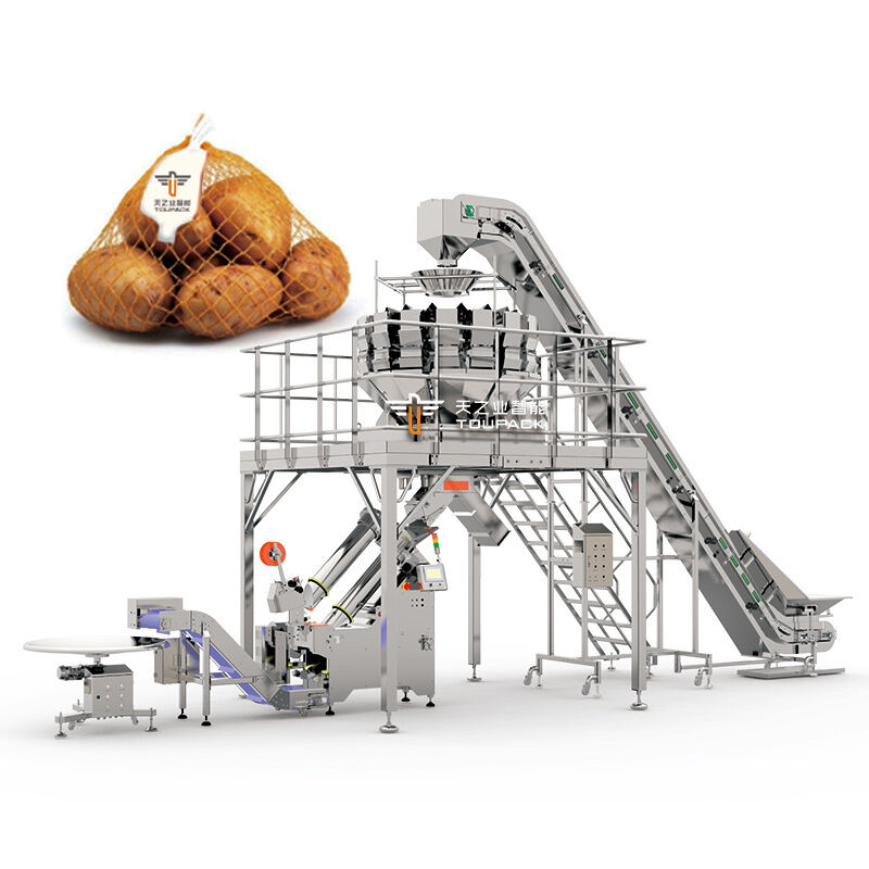 Mesin Kliping Jaring Otomatis Mesin Pengemas Kantong Jaring untuk Bawang, Kentang, Buah Jeruk, Alpukat, Apel, Kiwi, Tomat dan Produk Segar