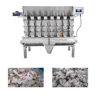 Three Layer 8 Head Screw Feeding Multihead Weigher Untuk Daging Abon Makanan Lengket Segar