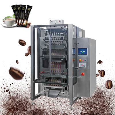 Bentuk Vertikal Isi Dan Segel Sistem Pengemasan Otomatis Multi Lane Coffee Powder Stick Packing Machine