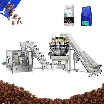 Mesin Pengemas Kantong Biji Kopi Kuantitatif Dengan Pengisian Otomatis 14 Kepala Multihead Weigher