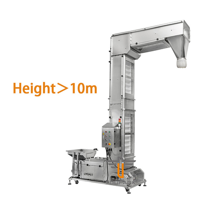 Stainless Steel Z Bentuk Bucket Elevator Tinggi 10m Untuk Makanan Makanan Ringan Bubuk Kimia