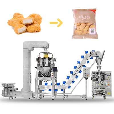60bpm Sistem kemasan otomatis Kantong makanan beku Meatballs ayam kaki Nuggets Mesin pengemasan