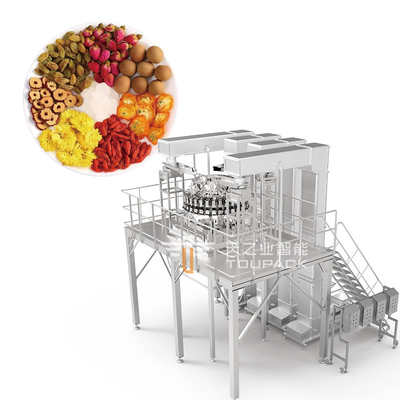 24/32 Kepala Multihead Weigher Campuran Strawberry Dehidrasi Kantong Mesin Pengisian Dehidrasi Sayuran Mesin Pengemasan