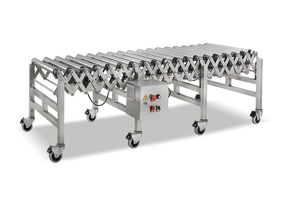 Konveyor Roller Dapat Diperpanjang Fleksibel Bermotor Stainless Steel