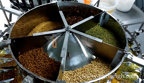 Nuts Scale Multihead Weigher 0.8L Dimple Pate Dengan Sistem Kontrol MCU