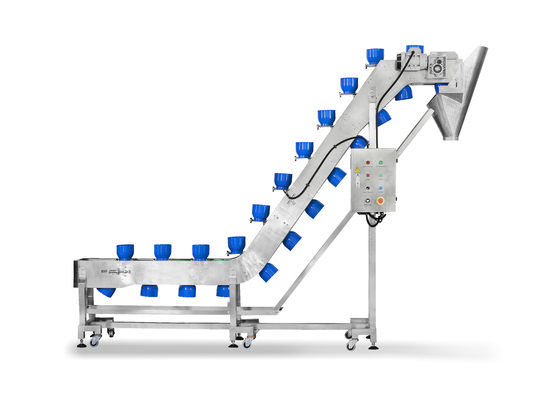 SUS304 1.5m3 / jam 0.8L PP Bowl Meat Lift Conveyor