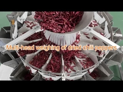 Mesin Pengemasan Kantong Otomatis Minyak Chili kering Mesin Pengemasan Dengan Multi Head Weigher