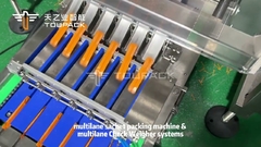Mesin pengemasan sachet multi-lane industri dengan checkweigher multi-lane